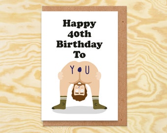 Funny 40th Birthday Card, 40th Card, Funny Naked Man 40th Birthday, For Boyfriend, Husband, Best Friend, Brother, Him, 40th Birthday Gift