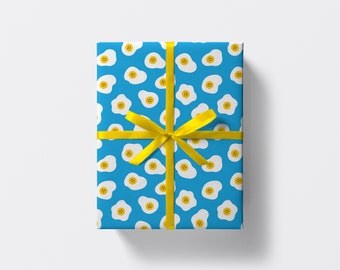 Egg Gift Wrap, Kawaii Wrapping Paper, Funny Wrapping paper, Fried Eggs Pattern, Cute Gift Wrap, Birthday Gift Wrap, Boyfriend, Girlfriend