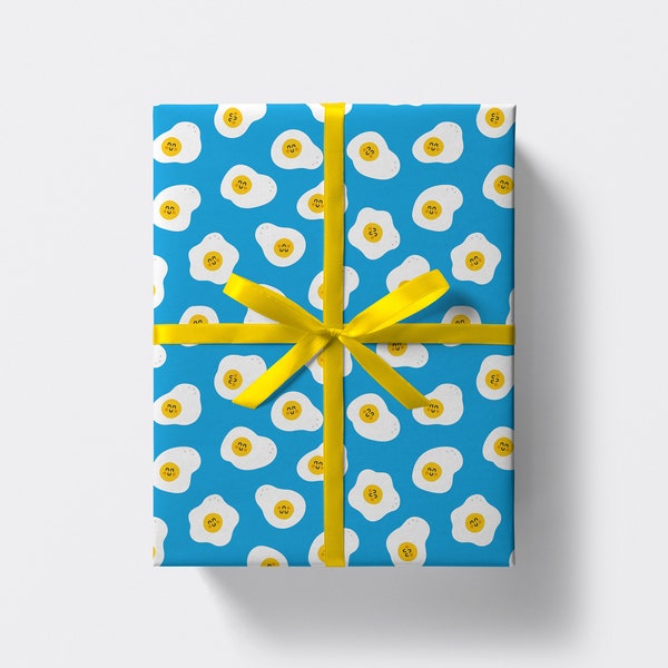 Egg Gift Wrap, Kawaii Wrapping Paper, Funny Wrapping paper, Fried Eggs Pattern, Cute Gift Wrap, Birthday Gift Wrap, Boyfriend, Girlfriend
