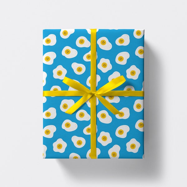 Emballage cadeau aux œufs, papier d’emballage Kawaii, papier d’emballage drôle, motif d’œufs au plat, emballage cadeau mignon, emballage cadeau d’anniversaire, petit ami, petite amie