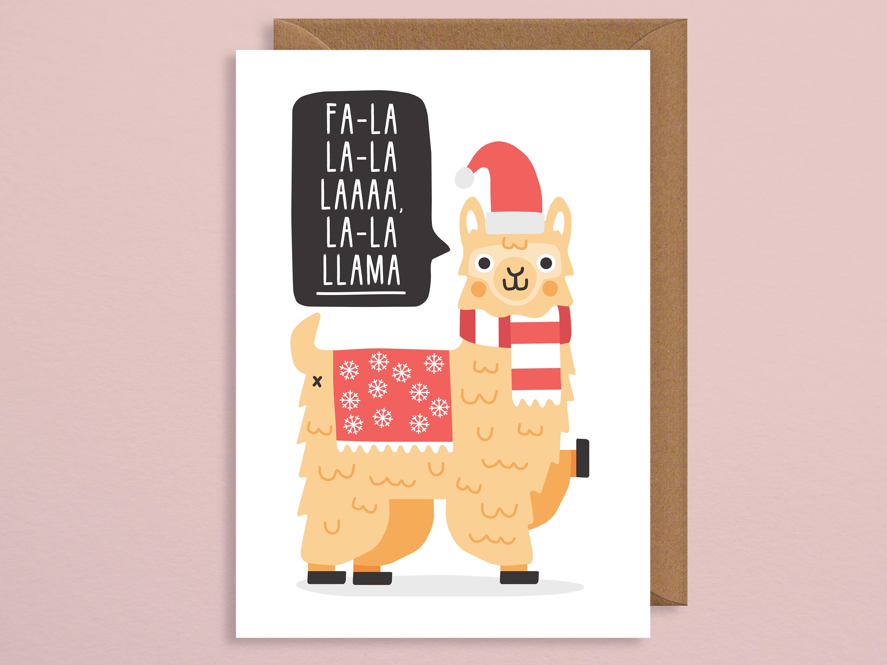 llama-christmas-card-funny-christmas-card-fa-la-la-llama-llama-etsy