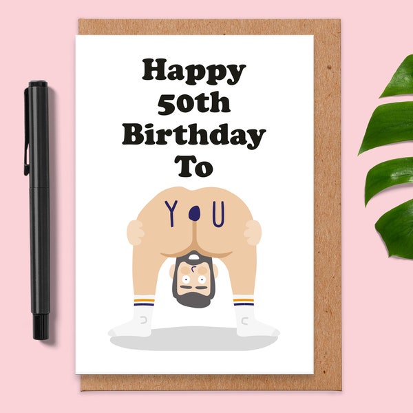 Tarjeta de cumpleaños número 50 divertida, tarjeta número 50, hombre desnudo divertido 50 cumpleaños, para novio, marido, mejor amigo, hermano, él, regalo de cumpleaños número 50