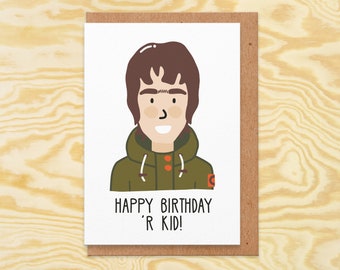 Happy Birthday R Kid, Indie Music Birthday Card - Birthday Card For Music Lovers, Friend, Boyfriend, Brother, Uncle, Husband, Britpop Card