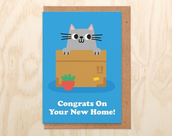 Funny New Home Card.Cat new home card.new home card for cat lover.cat card.congrats on your new home.gift.new house card.cat stationary