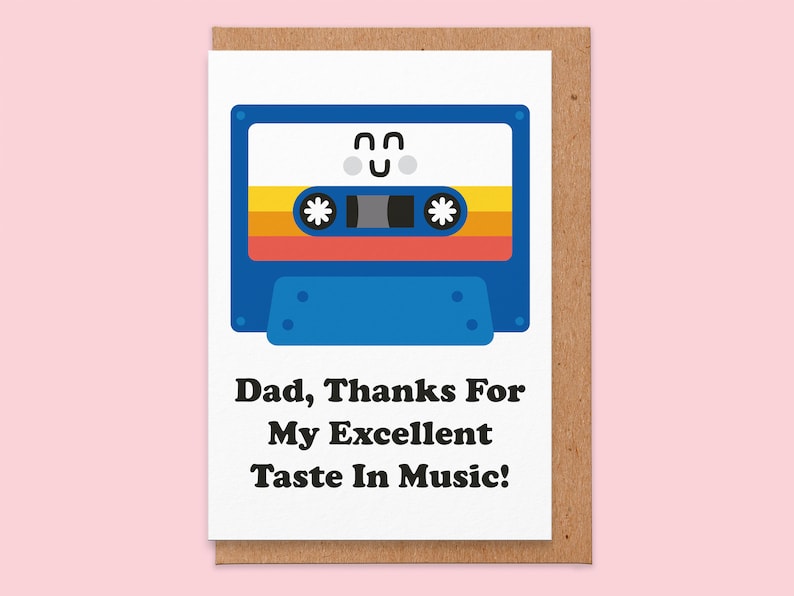 Birthday card dad funny.thanks for my taste in music.rave.house music.old skool.mixtape.Fathers Day Card.birthday card daddy.for him.music image 1