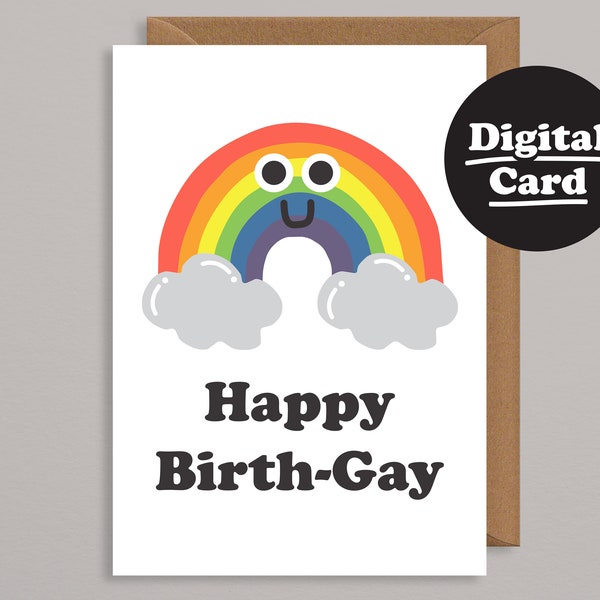 Printable Birthday card.Funny Printable Birthday Card.Downloadable Birthday card.Digital Birthday Card.Instant Download.Gay.LGBT