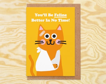 funny get well soon card.Cat get well card.Get well soon card funny.cat card.You'll be feline better in no time.For Her.friend.sister.mum