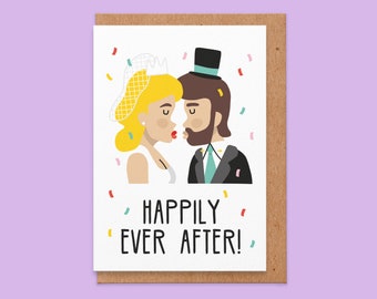 Happily ever after.Wedding card funny.mr & mrs card.kiss.wedding day card.funny wedding card.card for wedding.congratulations.celebrations