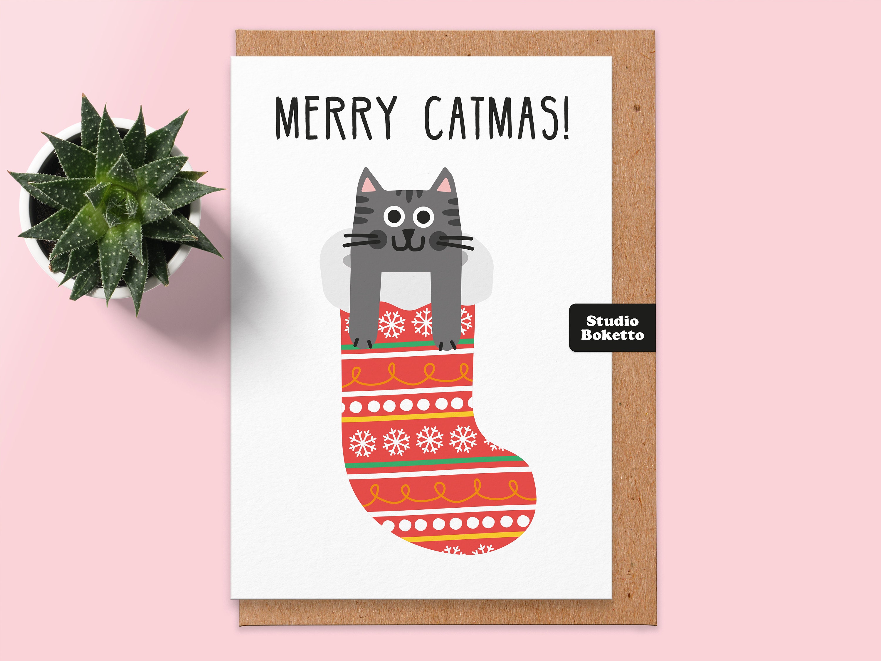 Merry Catmas Christmas Card Funny Xmas Card Funny Christmas Etsy