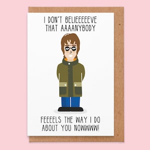 Britpop Valentines Card, Anniversary Card, Love Card, Music Manchester, Cool Valentine's Card, Funny, For Husband