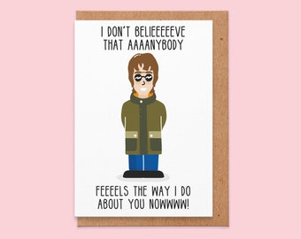 Britpop Valentines Card, Anniversary Card, Love Card, Music Manchester, Cool Valentine's Card, Funny, For Husband