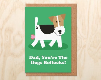 Fathers day card funny.dad you're the dogs doo-dahs.dad you're the dogs bollocks.joke fathers day card.fathers day card rude.dog fathers day