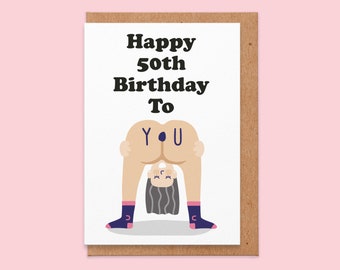 50th Birthday card, Funny Naked Woman 50th Birthday card For Girlfriend, Wife, Best Friend, Sister, Her, 50th Birthday Gift, Rude 50th Card