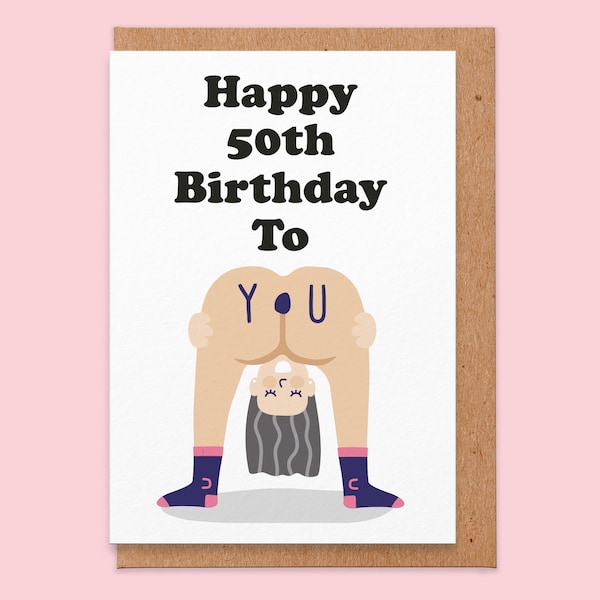 Carte du 50e anniversaire, Carte drôle de femme nue du 50e anniversaire pour petite amie, épouse, meilleure amie, sœur, elle, cadeau du 50e anniversaire, carte grossière du 50e anniversaire