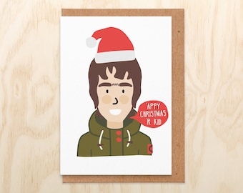 Britpop Christmas Card, Appy Christmas R Kid, Music Xmas Card, Madchester, Celebrity, Funny Christmas Card For Him, Boyfriend