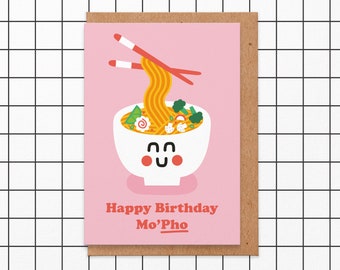 Happy Birthday Mo'pho Card - Punny Food Birthday Card For Her, For Friend