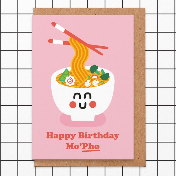 Joyeux anniversaire Mo’pho Card - Carte d’anniversaire Punny Food pour elle, pour un ami