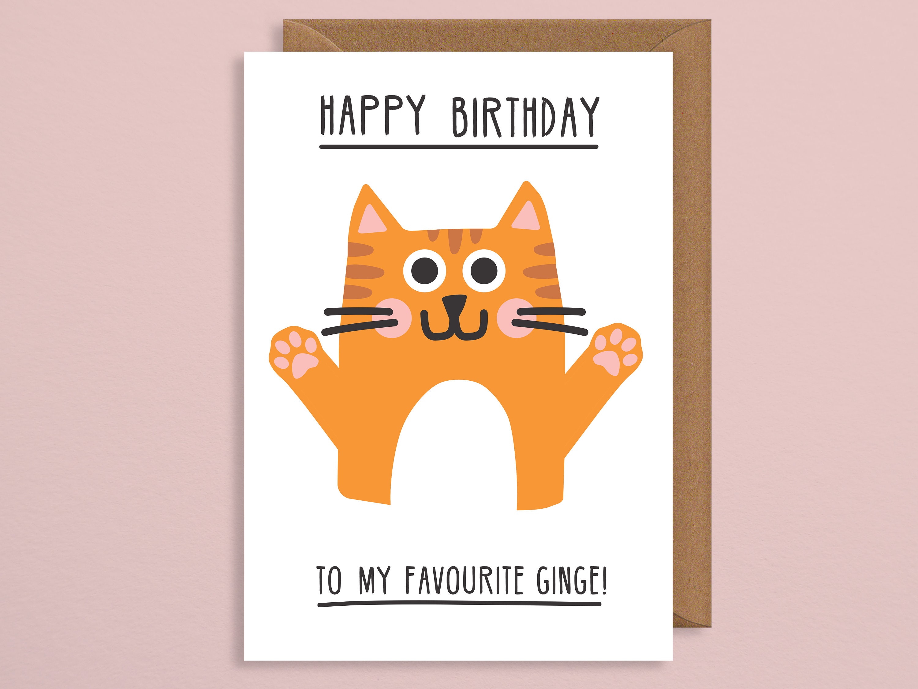 Birthday card ginger.ginger card.ginger cat card.cat birthday Etsy