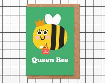 Queen Bee.Funny Mothers Day Card.Funny Mothersday Card.Funny Muttertag Card.From Daughter. Von Sohn. Von Bump. Muttertagskarte funny.DE