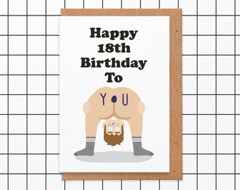 Funny 18th Birthday Card, 18th Card, Eighteenth Birthday Card, Naked Man, For Boyfriend, Husband, Best Friend, Brother, Him, Funny 18th Gift