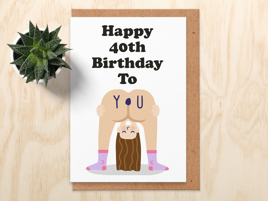 40th Birthday Card Funny Naked Woman 40th Birthday Card