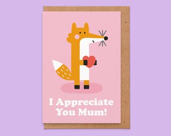 I Appreciate You - Mothers day card, Heartfelt Mother's Day Card, Cute, funny, From Son, From Daughter