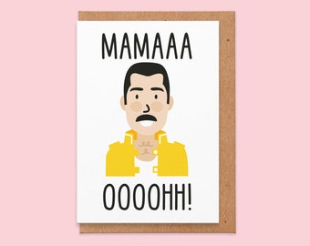Funny mothers day card.Mama ooooh.freddie mercury.queen.mama mothers day card.greetings card.mothers day card.cheeky card.card for music fan