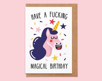 Have A Magical Birthday Card - Sweary Unicorn Birthday Card For Fiancee, Wife, Sister, Friend