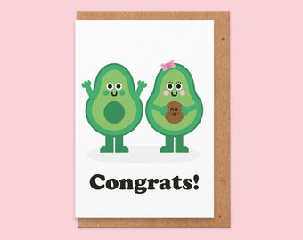 Funny new baby card. its a boy. newborn baby card.avocado card. new baby card. new parents card. congrats. baby boy. baby girl. pun card