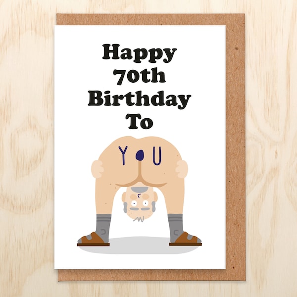 Funny 70th Birthday Card, 70th Card, Funny Naked Man 70th Birthday, For Boyfriend, Husband, Best Friend, Brother, Him, 70th Birthday Gift