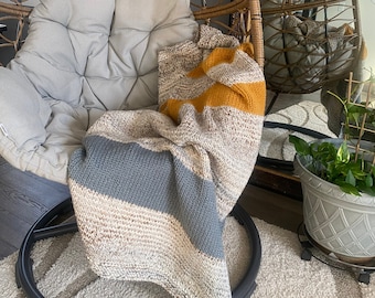 Fossil Chunky Knit Blanket, Throw Blanket, Bulky Knit Blanket - The Oatway Throw - Beautiful Gift!
