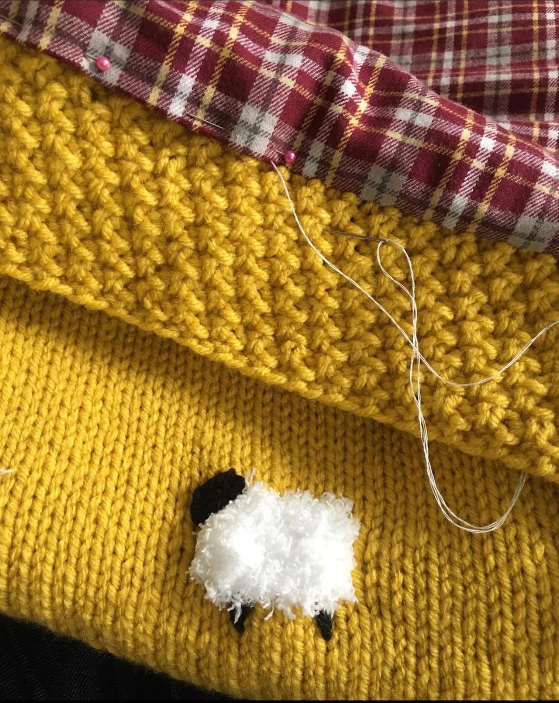 Reversible Sheep Baby Blanket Handknit Fuzzy Sheep Flannel Etsy