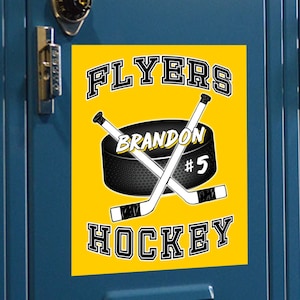 Hockey Locker Sign, Hockey Team Hotel Door Hanger, Custom Printable Sign Personalized with Player Name, Number and Team in your Color Choice