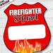 Fireman Badges for Birthday Party, Firefighter Badge, Printable Kids ...