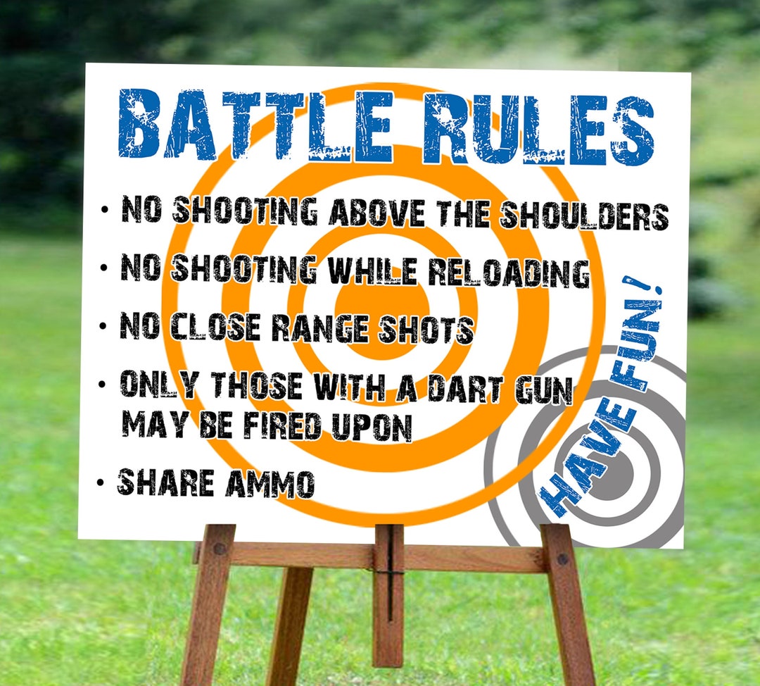 Dart Party Rules Sign, Dart Battle Party Decor Poster, Dart War