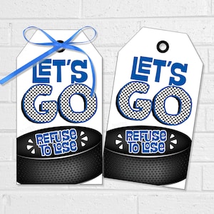 Étiquettes de porte-bonheur de hockey, gâteries pour le jour d'une partie de hockey sur glace, cool étiquettes imprimables Let's Go ou autocollants pour collation d'équipe ou sacs cadeaux