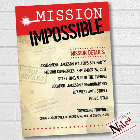 spy party invitation secret agent party invitation mission etsy