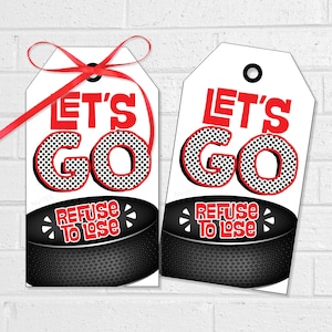 Etiquettes de hockey porte-bonheur, friandises de jeu de hockey sur glace, étiquettes ou autocollants imprimables Let's Go pour collation d'équipe ou sacs cadeaux, cadeaux pour joueur de hockey