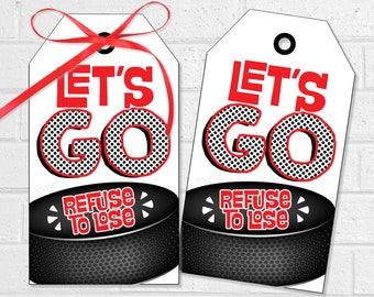 Hockey Good Luck Tags, Hockey Game Treats, Printable Let's Go Labels or Stickers for Team Snack or Goodie Bags