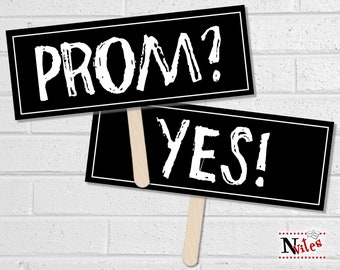 Promposal Signs, Photo Prop Voorstel voor Prom, Afdrukbare Hand Held Signs om je date te vragen voor de dans, Ja, ik ga naar Prom
