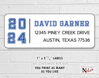 2024 Graduation Labels, Graduation Return Address Labels, Class of 2024 Envelope Stickers, Printable Avery® 5160 Labels in Choice of Color