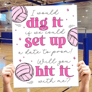 Cartel de propuesta de graduación de voleibol, con fecha para imprimir (descarga digital)