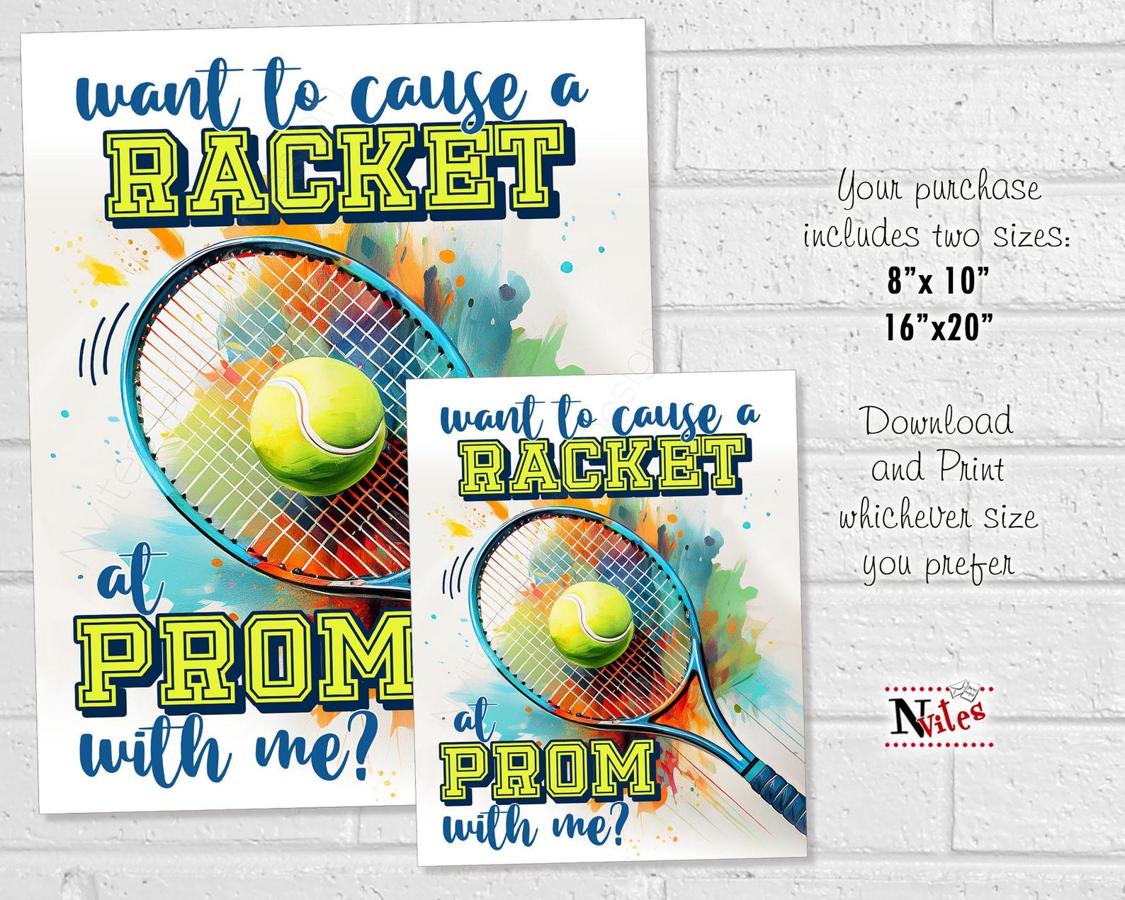 Tennis HOCO Proposal Sign, Tennis Player Cause a Racket, Ask Date to ...