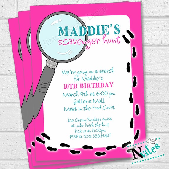 Scavenger Hunt Invitation Scavenger Hunt Birthday Party Clue Etsy