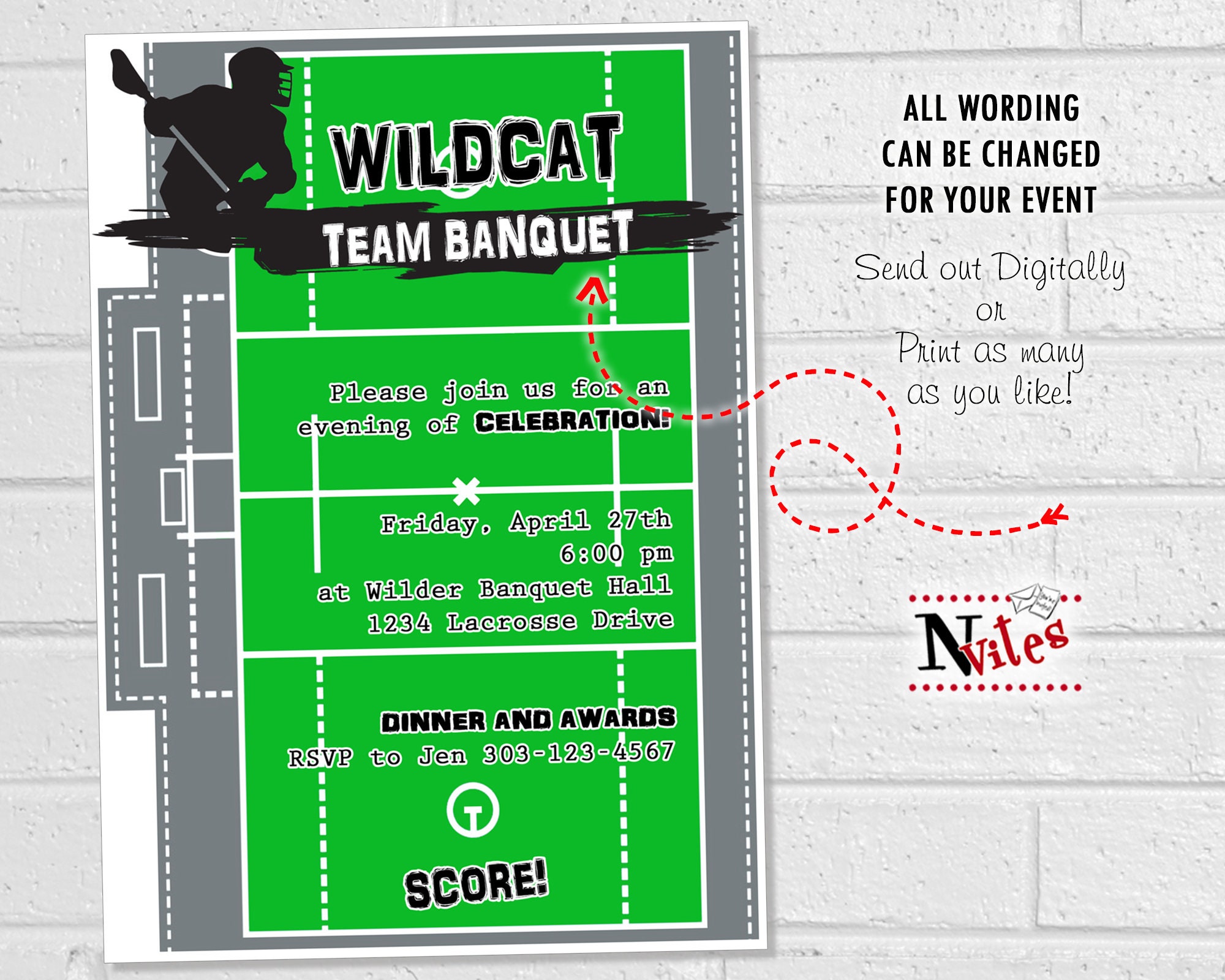 Lacrosse Party Invitation Lacrosse Team Party or End of Etsy