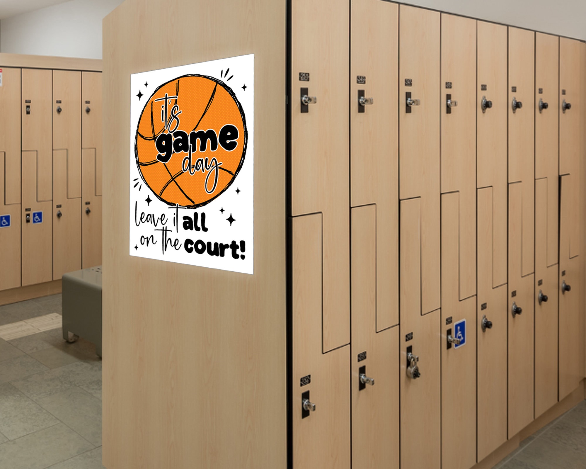 Basketball Team Locker Room Poster, Game Day Printable Sign (PDF Files