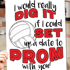 Cartel imprimible para propuesta de baile de graduación de voleibol (descarga digital)