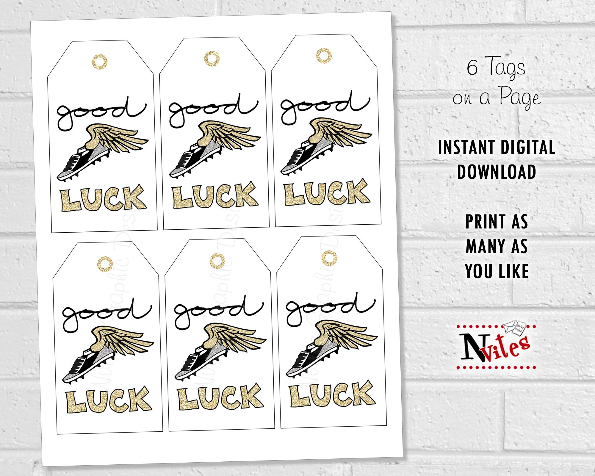 Good Luck Track Tags, Running Shoe Favor Labels (digital Download