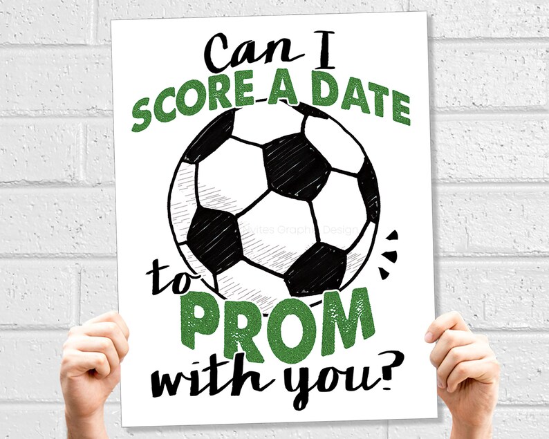 Prom Soccer Proposal Sign, Soccer Ball Score a Date, Ask Date to the Dance, Printable High School Prom Poster for Soccer Player image 5