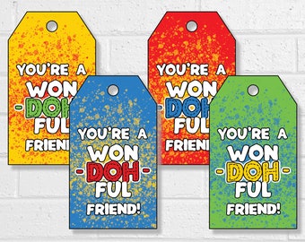 Afdrukbare cadeaukaartjes voor WonDOHful Friend, bedankkaarten voor valentijnsfeestje (digitale download)
